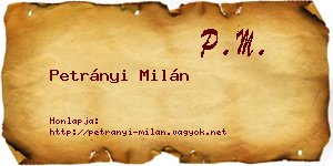Petrányi Milán névjegykártya